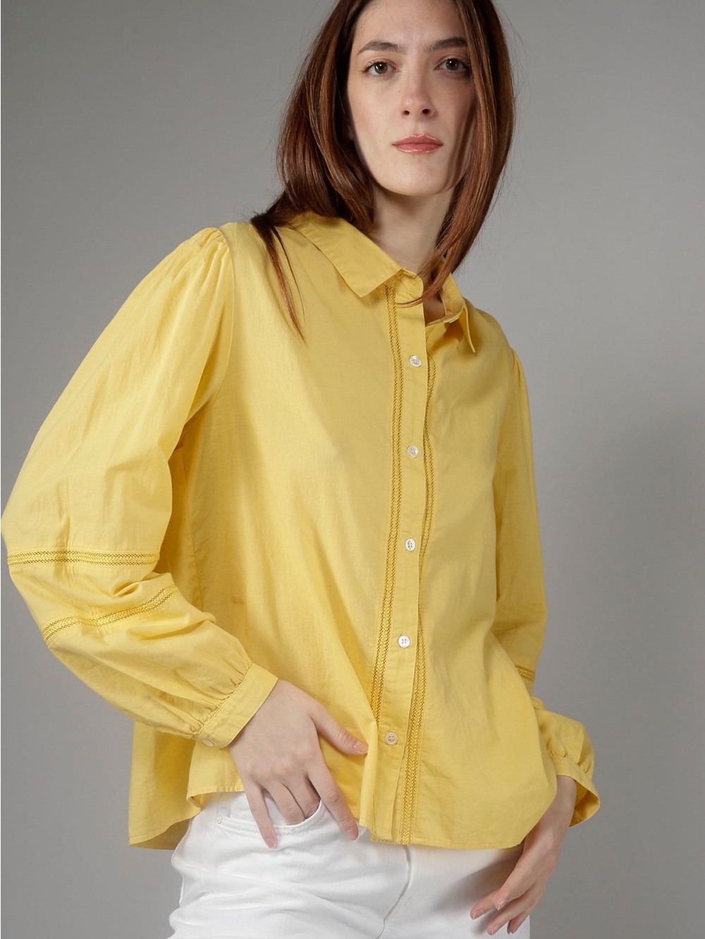 Xirena Longsleeve Cotton Blouse in Marigold